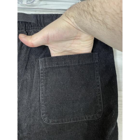 H&M Shorts Mens Small Black Relaxed Fit Corduroy Elastic Waist Belted Pockets - Picture 8 of 13